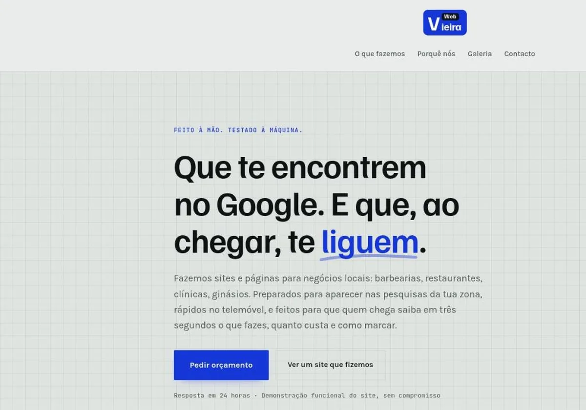 Página inicial do site da Vieira Web