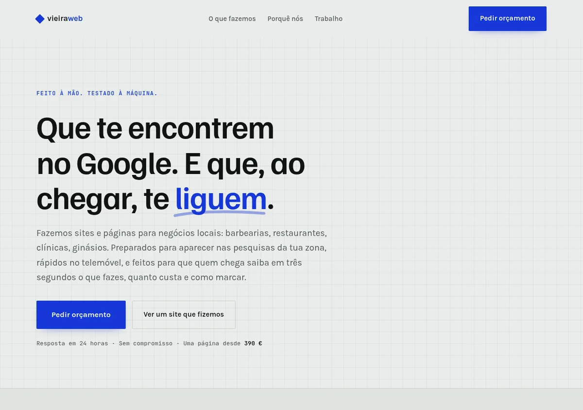 Página inicial do site da Vieira Web
